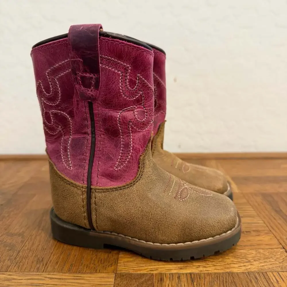 Shyanne Girls Autry Western Cowboy Boots Style 43920T Brown and Pink Toddler 5D